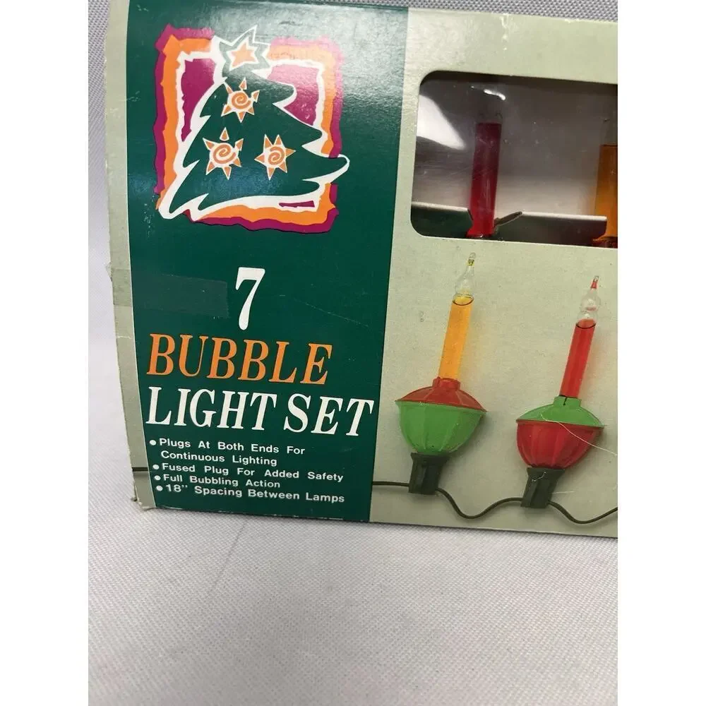 VTG Bubbling Lights Christmas Tree Holiday Decorative - 7 light set